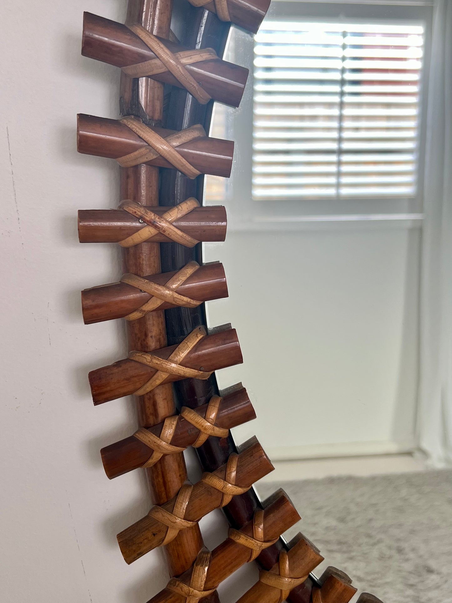 1960s Italian Bamboo Mirror by Bonacina