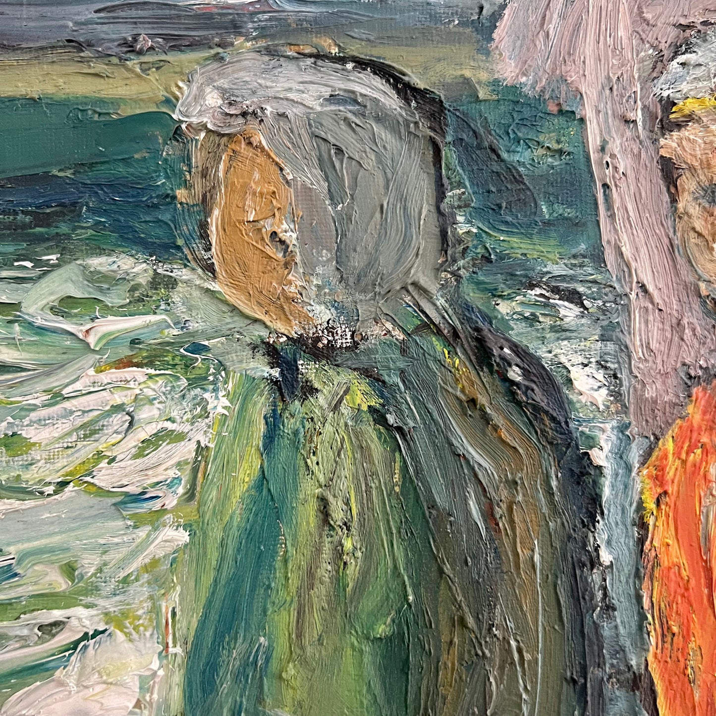 Women by the Sea - Framed Oil by Einar Emland, Sweden
