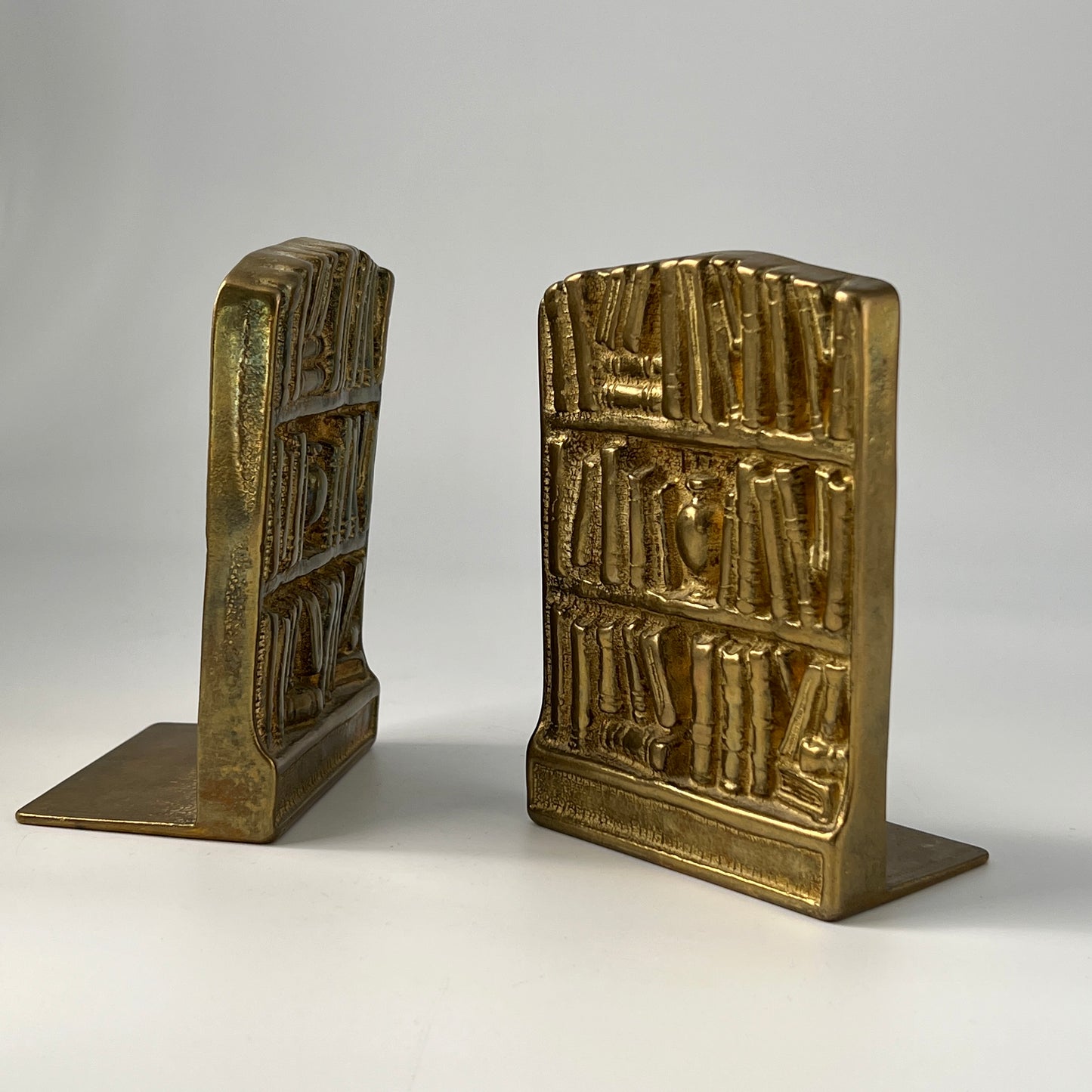 Brass Swedish Bookends With Embossed Detailing, c. 1960s