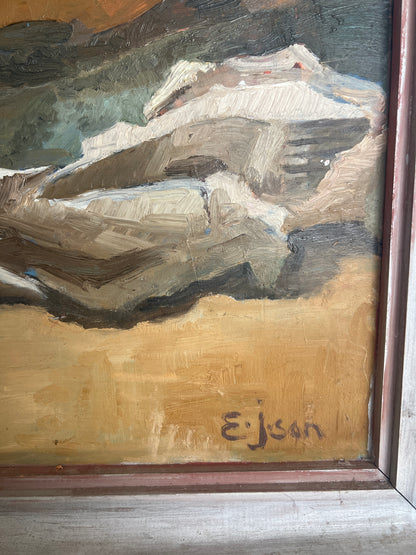 Vintage Swedish Oil Painting, Still Life With Fish