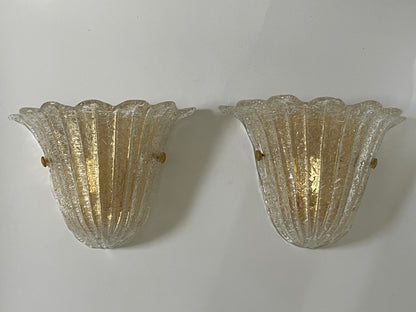 Pair of Vintage Murano Shell Sconces