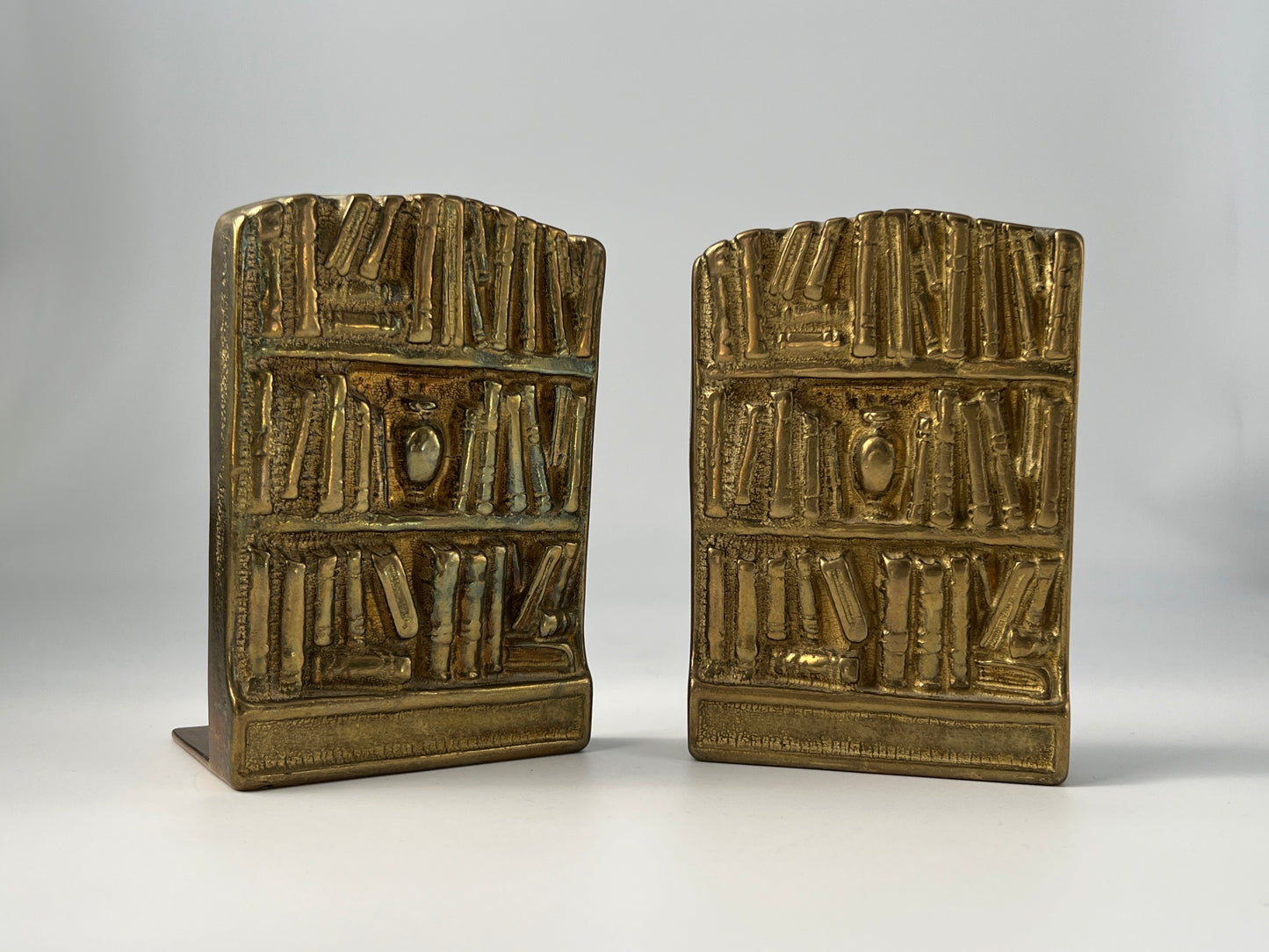 Brass Swedish Bookends With Embossed Detailing, c. 1960s