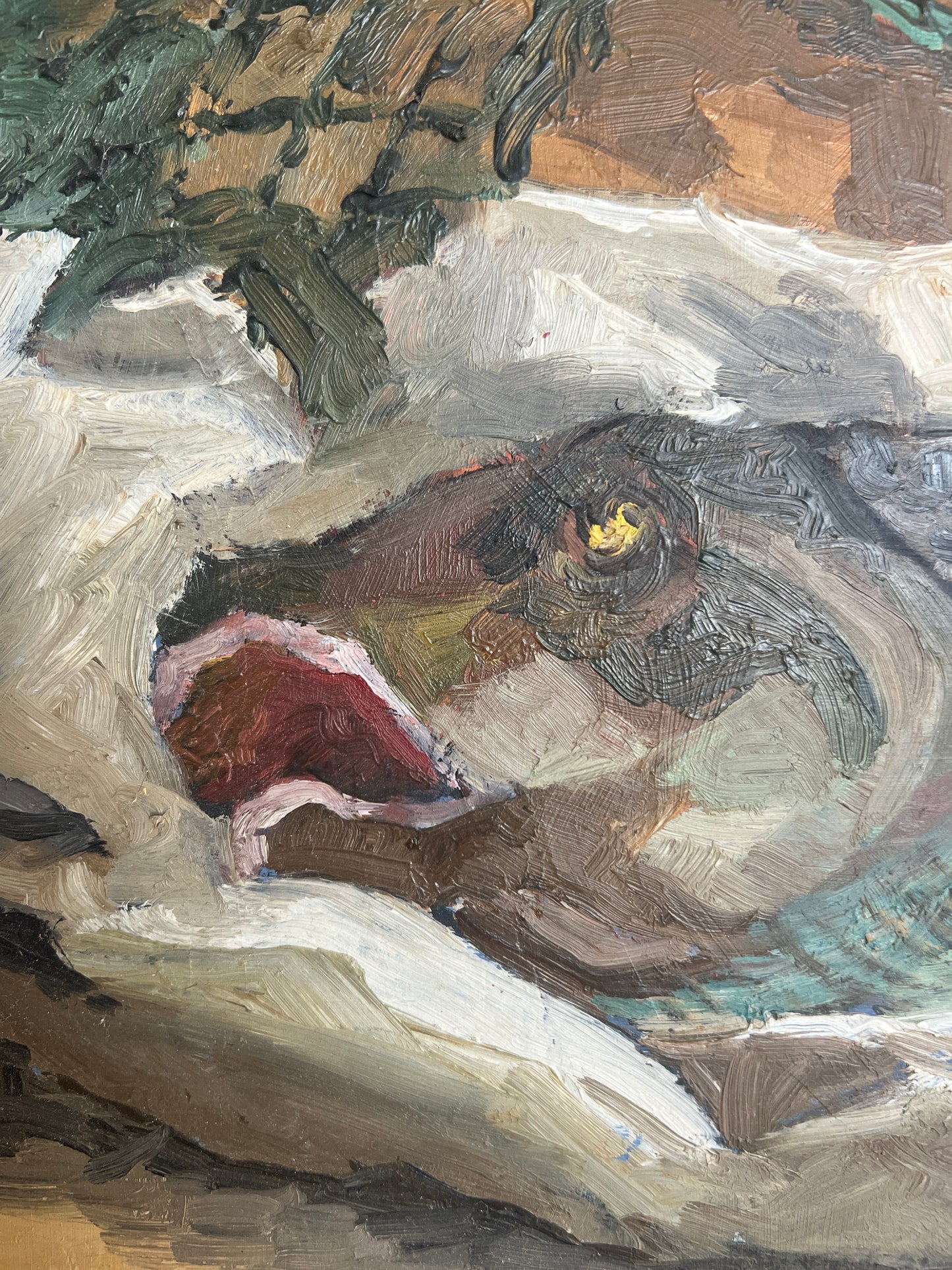 Vintage Swedish Oil Painting, Still Life With Fish