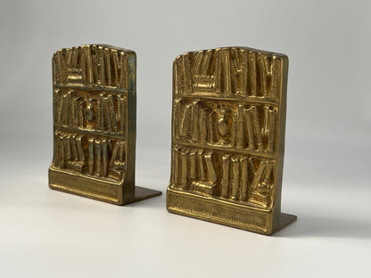 Brass Swedish Bookends With Embossed Detailing, c. 1960s