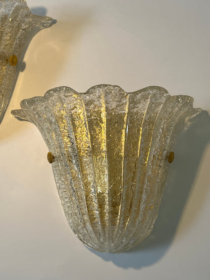 Pair of Vintage Murano Shell Sconces