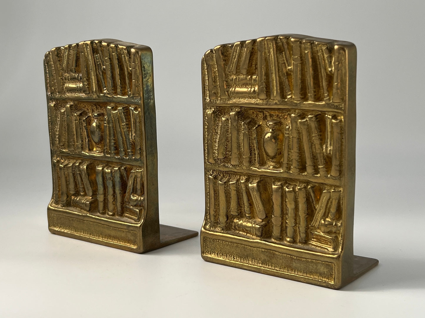 Brass Swedish Bookends With Embossed Detailing, c. 1960s