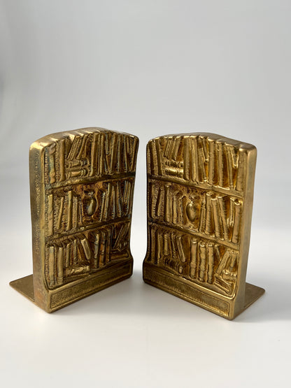 Brass Swedish Bookends With Embossed Detailing, c. 1960s