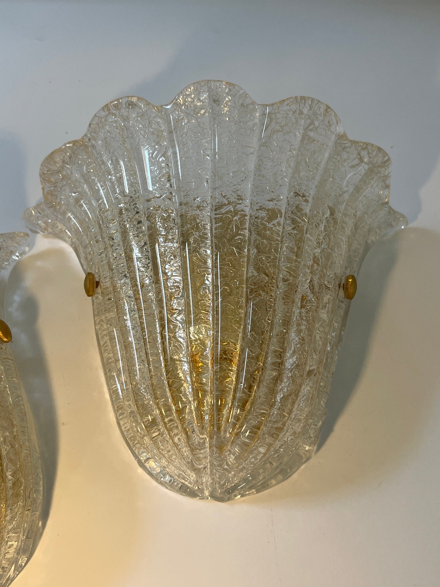 Pair of Vintage Murano Shell Sconces