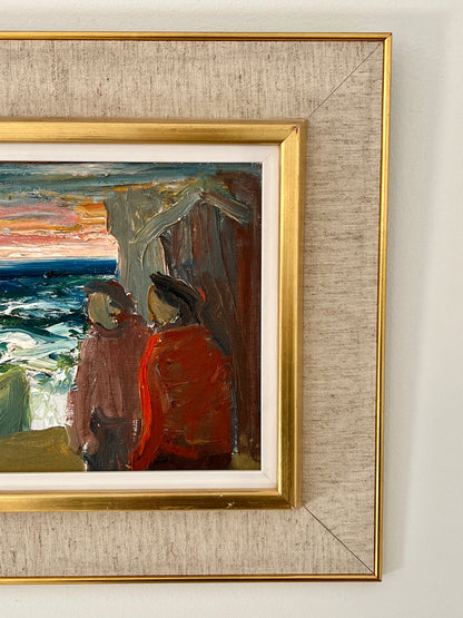 Men at Sea - Vintage Framed Oil by Einar Emland, Sweden