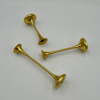 Set of Three 1960s Swedish Brass Candle Holders