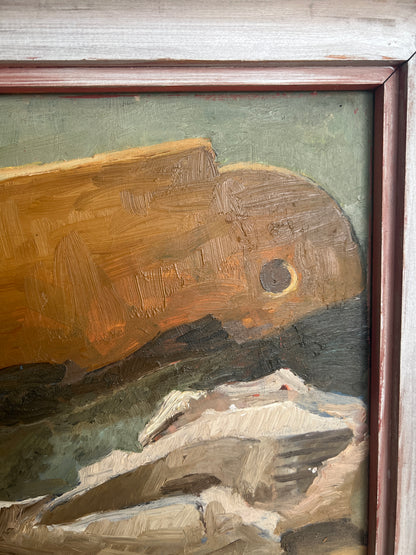 Vintage Swedish Oil Painting, Still Life With Fish