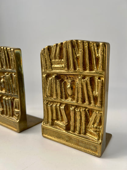 Brass Swedish Bookends With Embossed Detailing, c. 1960s