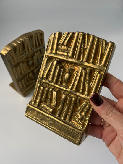 Brass Swedish Bookends With Embossed Detailing, c. 1960s