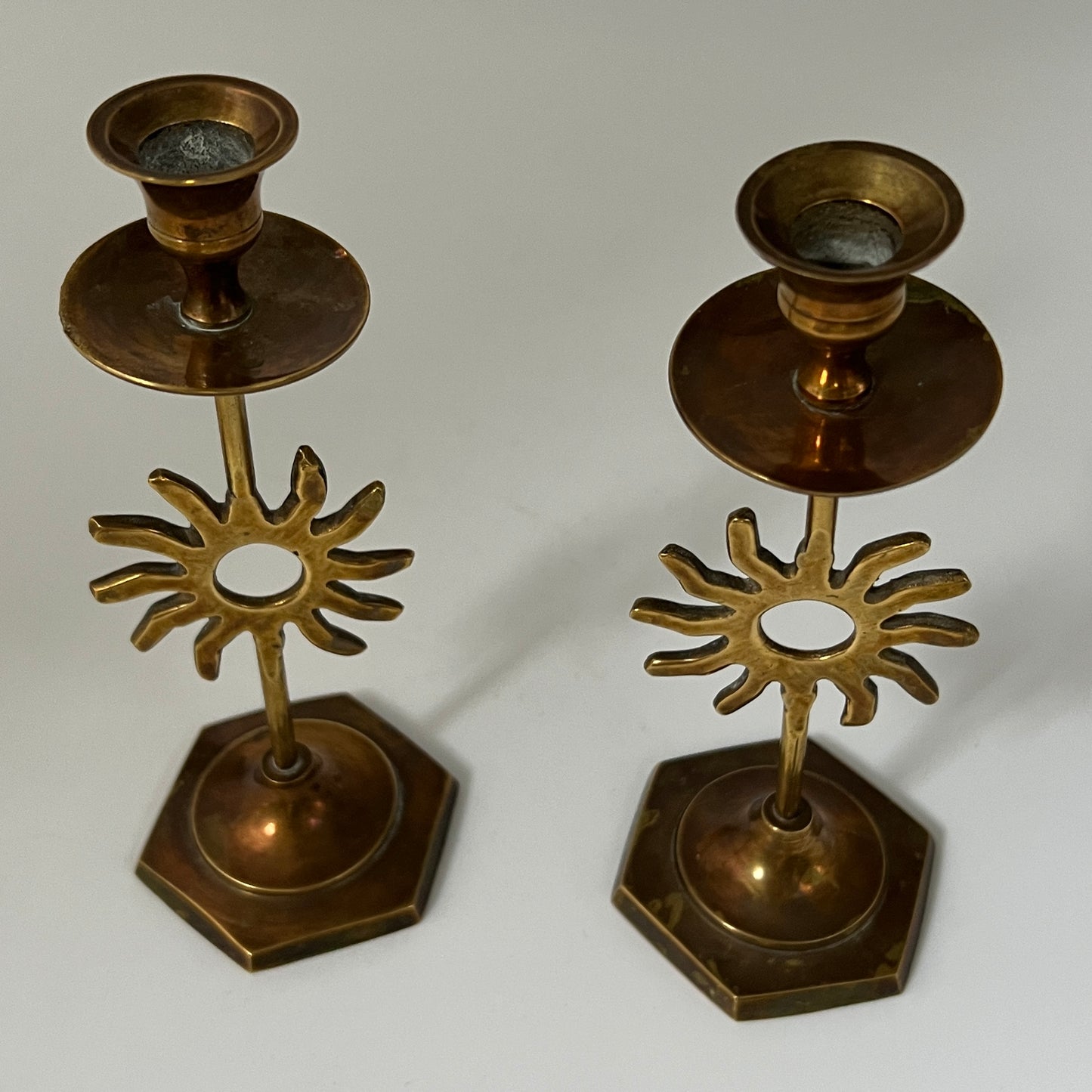 Pair of Vintage French Brass Candle Holders