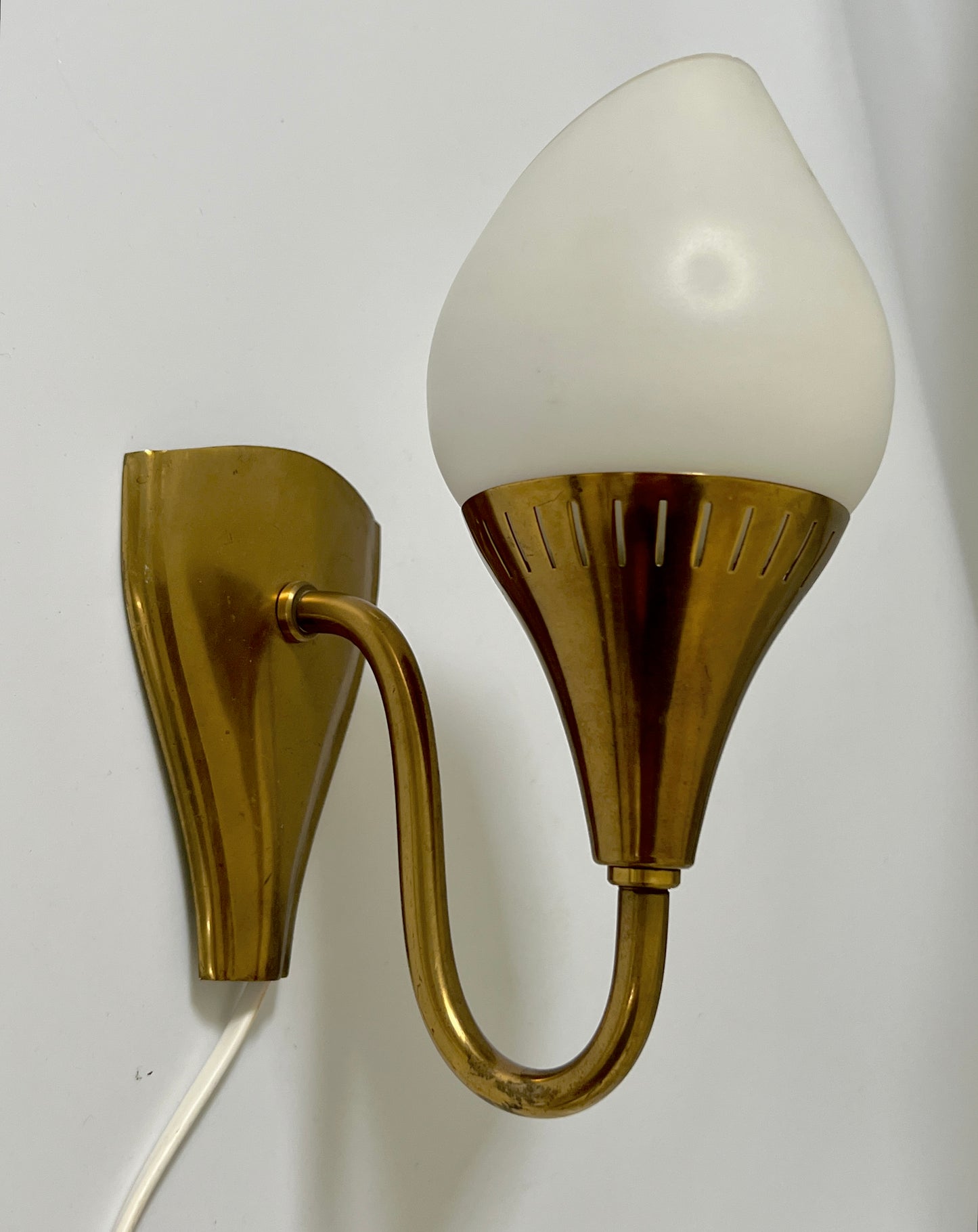 1960s Brass & Glass Bedside Sconce, Sweden