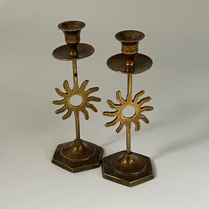 Pair of Vintage French Brass Candle Holders