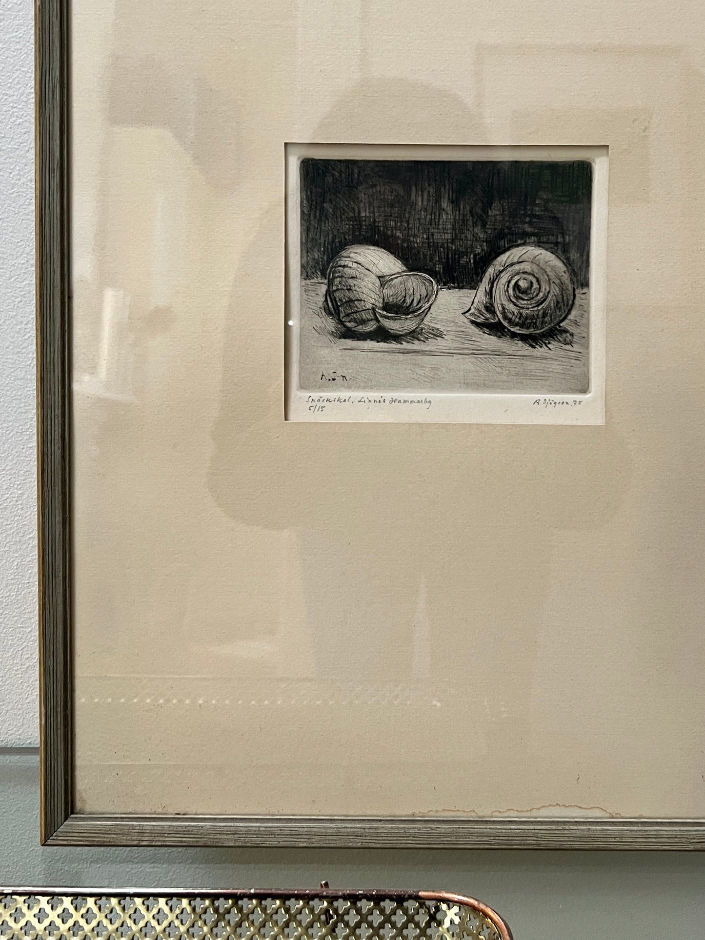 1975 Signed Etching, "Seashells", by Alex Sjögren - Sweden