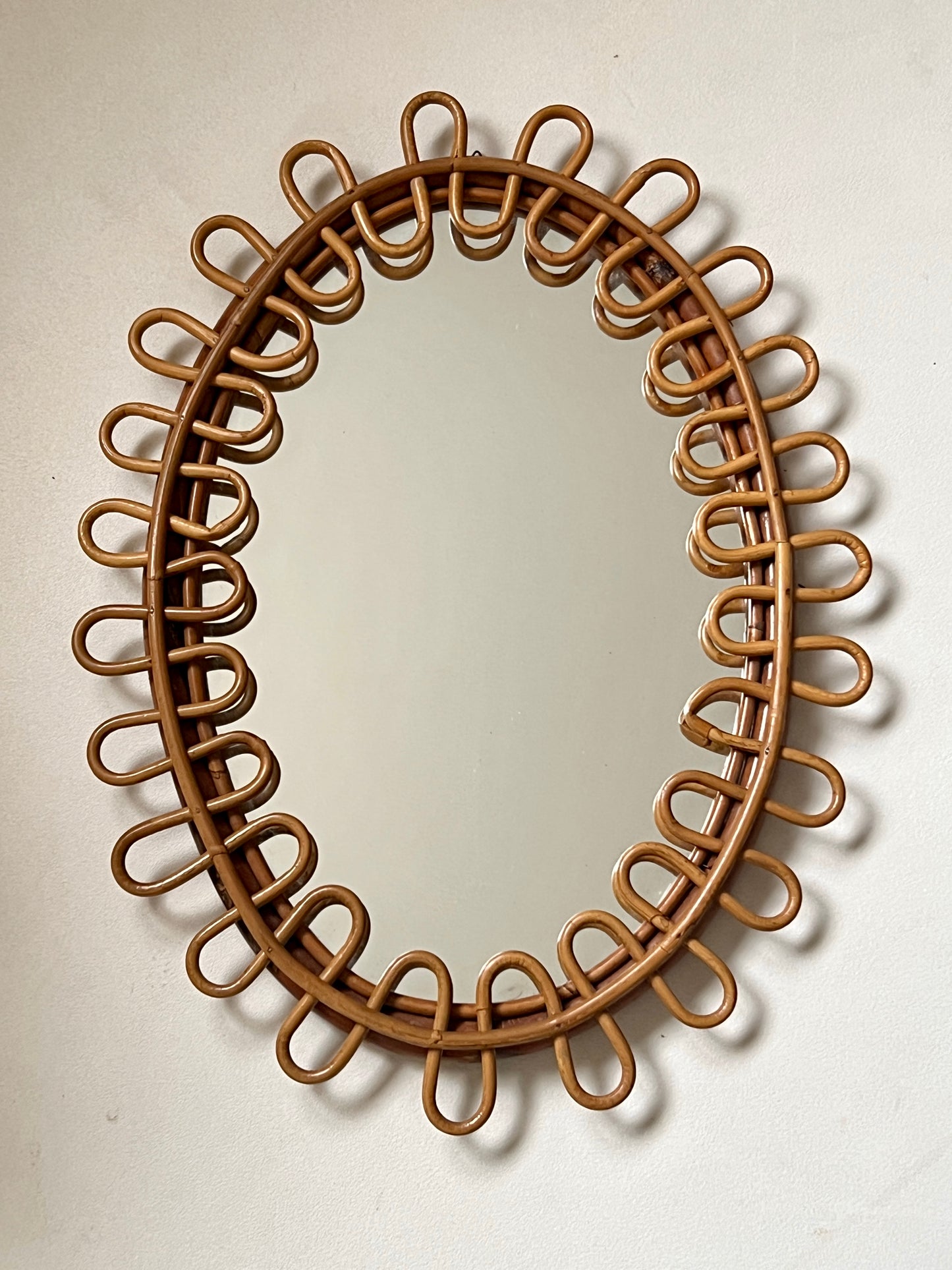 1960s Italian Bamboo Loop Mirror by Bonacina