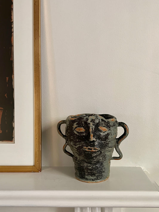 Vintage Ceramic Face Vessel by Annikki Hovisaari, Finland