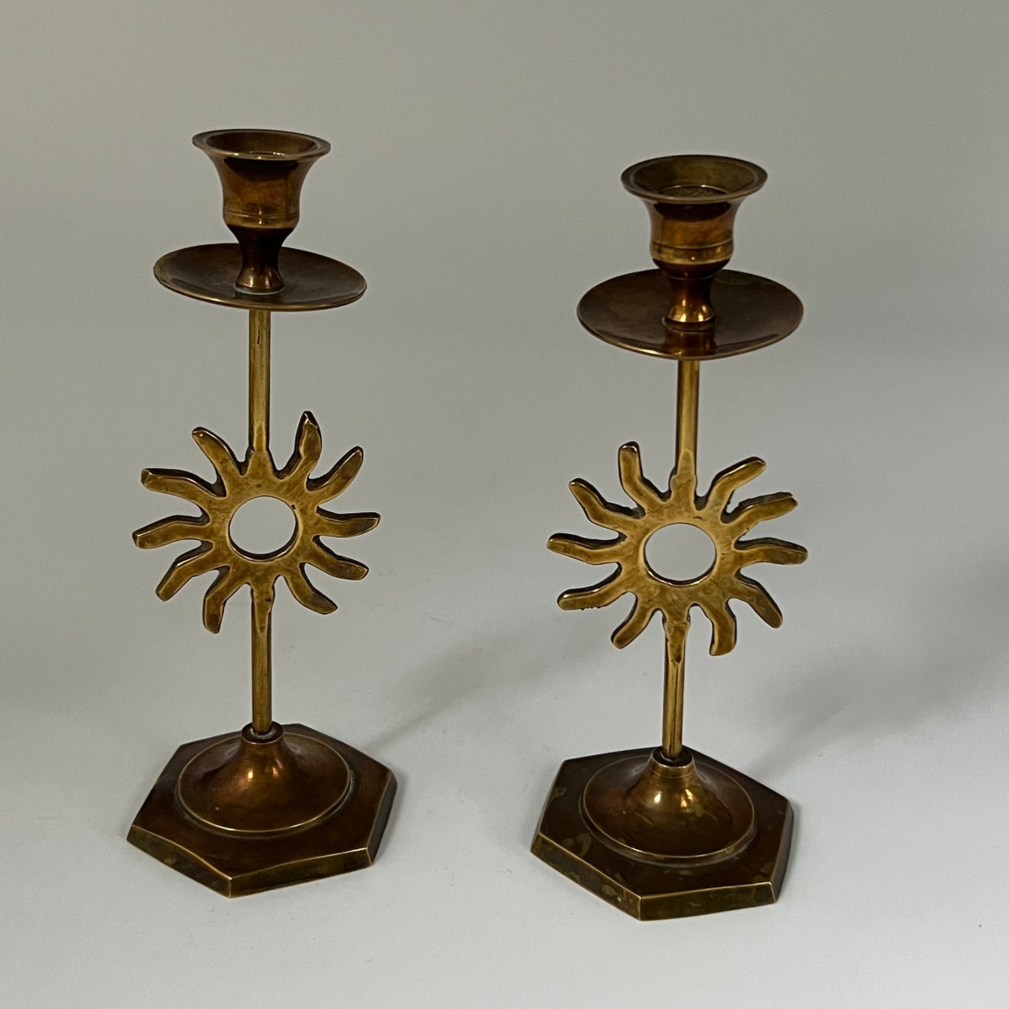 Pair of Vintage French Brass Candle Holders