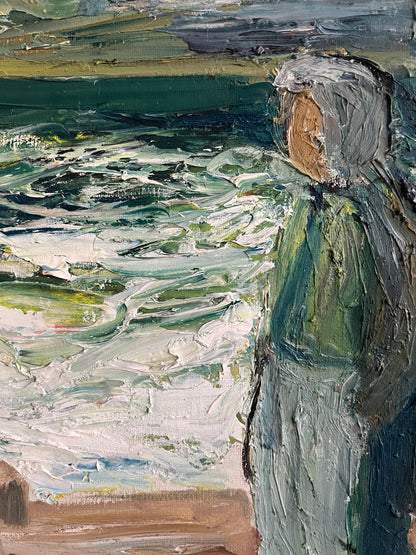 Women by the Sea - Framed Oil by Einar Emland, Sweden