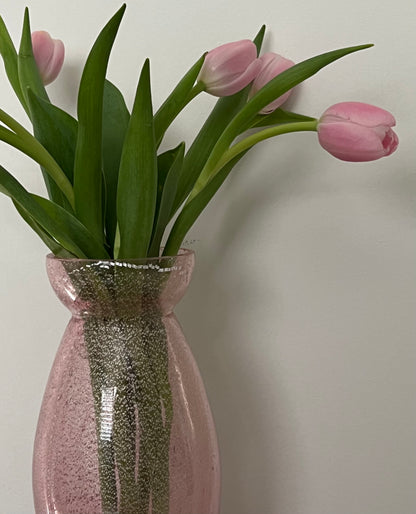 Pink & Silver Vintage Murano Vase