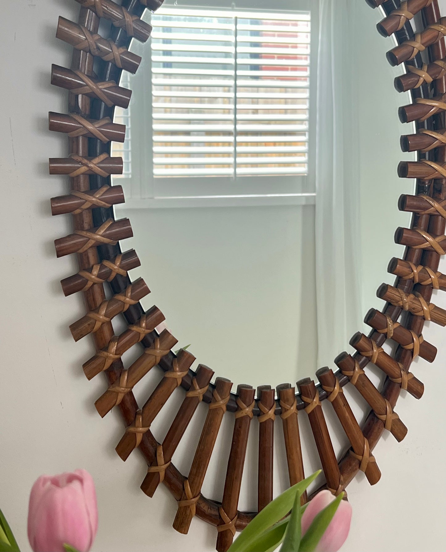 1960s Italian Bamboo Mirror by Bonacina