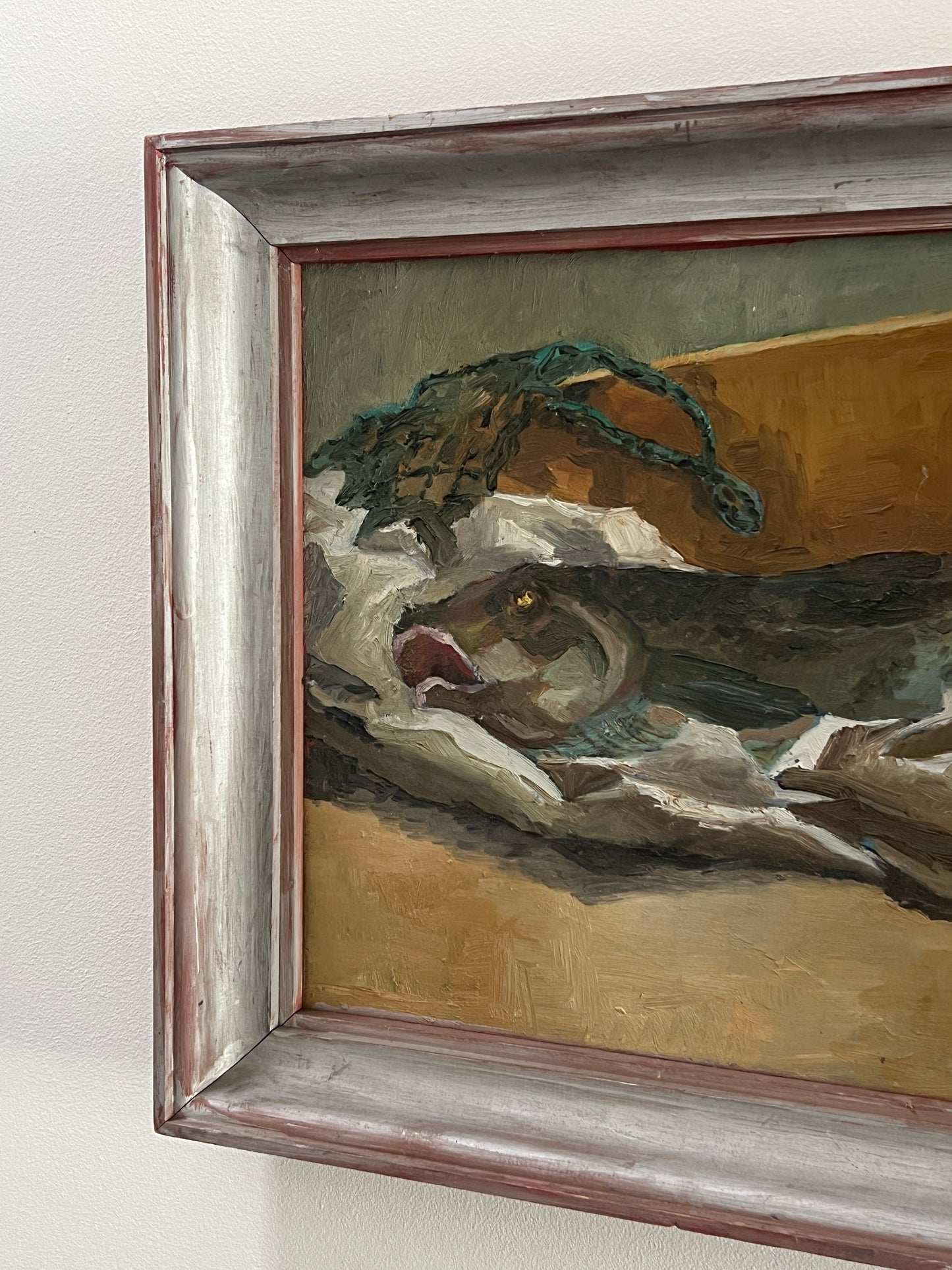 Vintage Swedish Oil Painting, Still Life With Fish