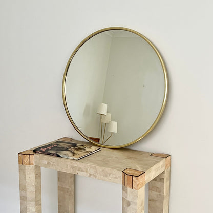 Large 1970s Italian Brass Mirror