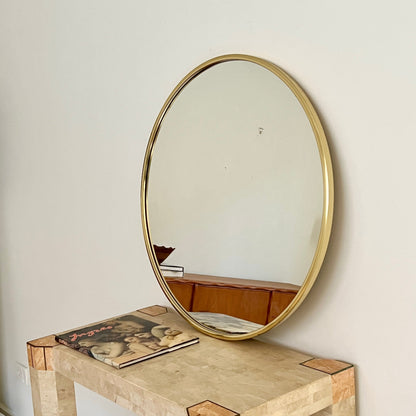 Large 1970s Italian Brass Mirror