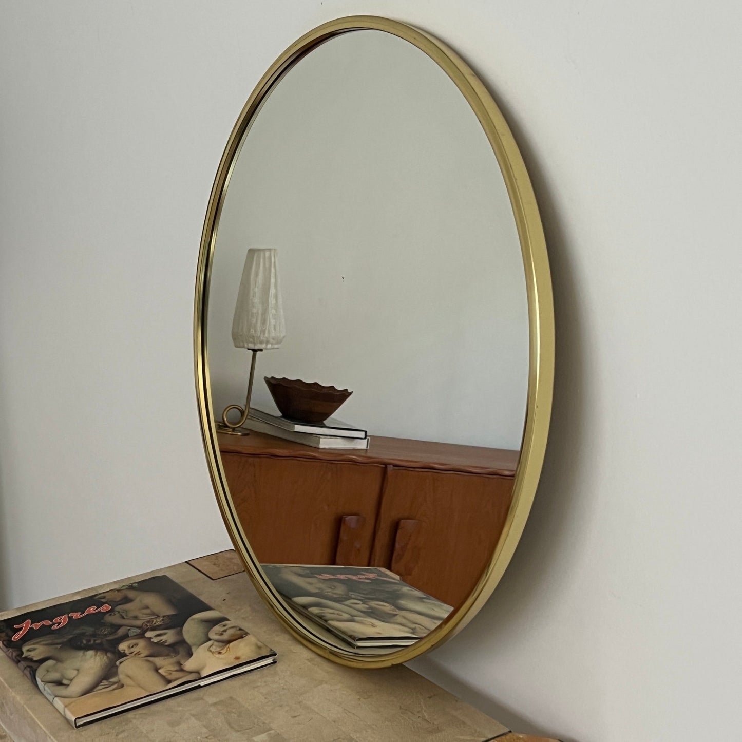 Large 1970s Italian Brass Mirror