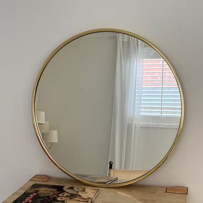 Large 1970s Italian Brass Mirror