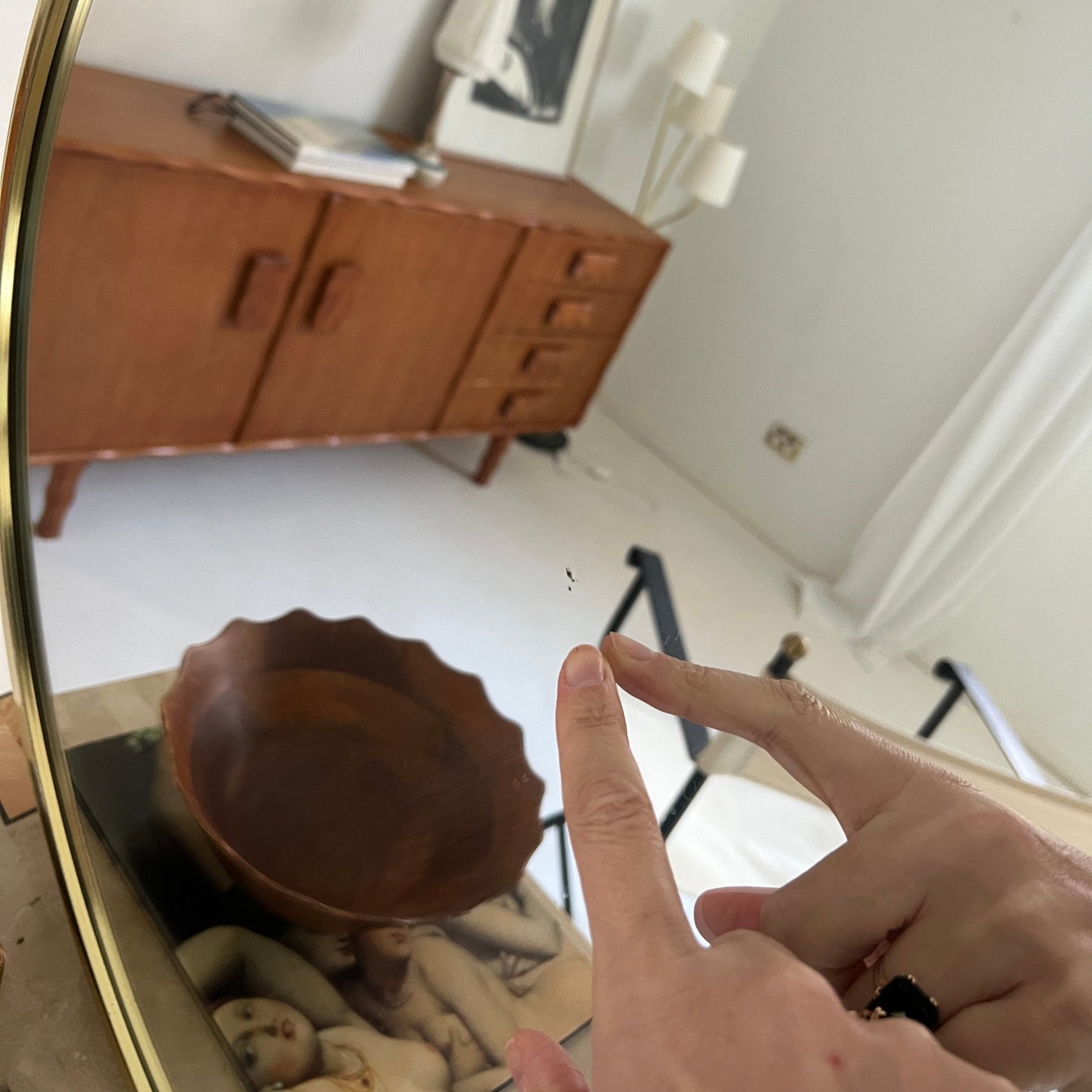 Large 1970s Italian Brass Mirror