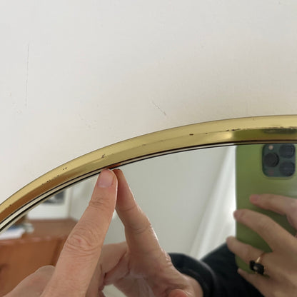 Large 1970s Italian Brass Mirror