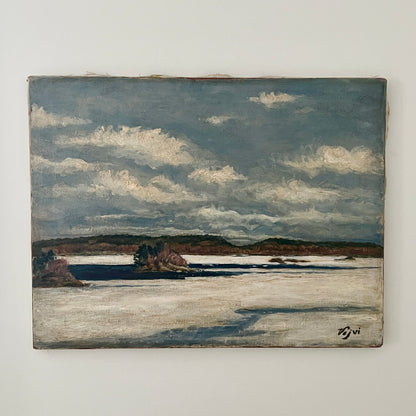 1930s Oil of Archipelago & Clouds, Sweden