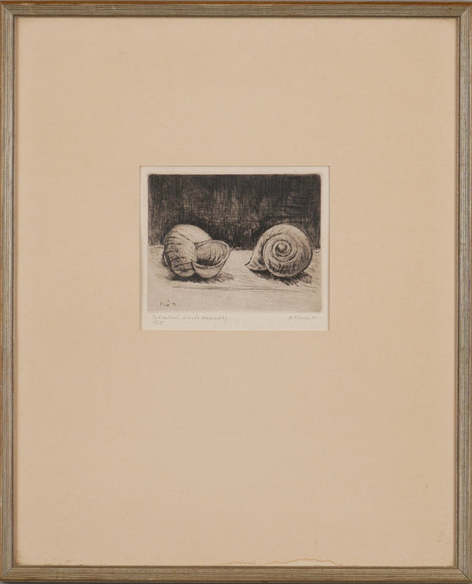 1975 Signed Etching, "Seashells", by Alex Sjögren - Sweden