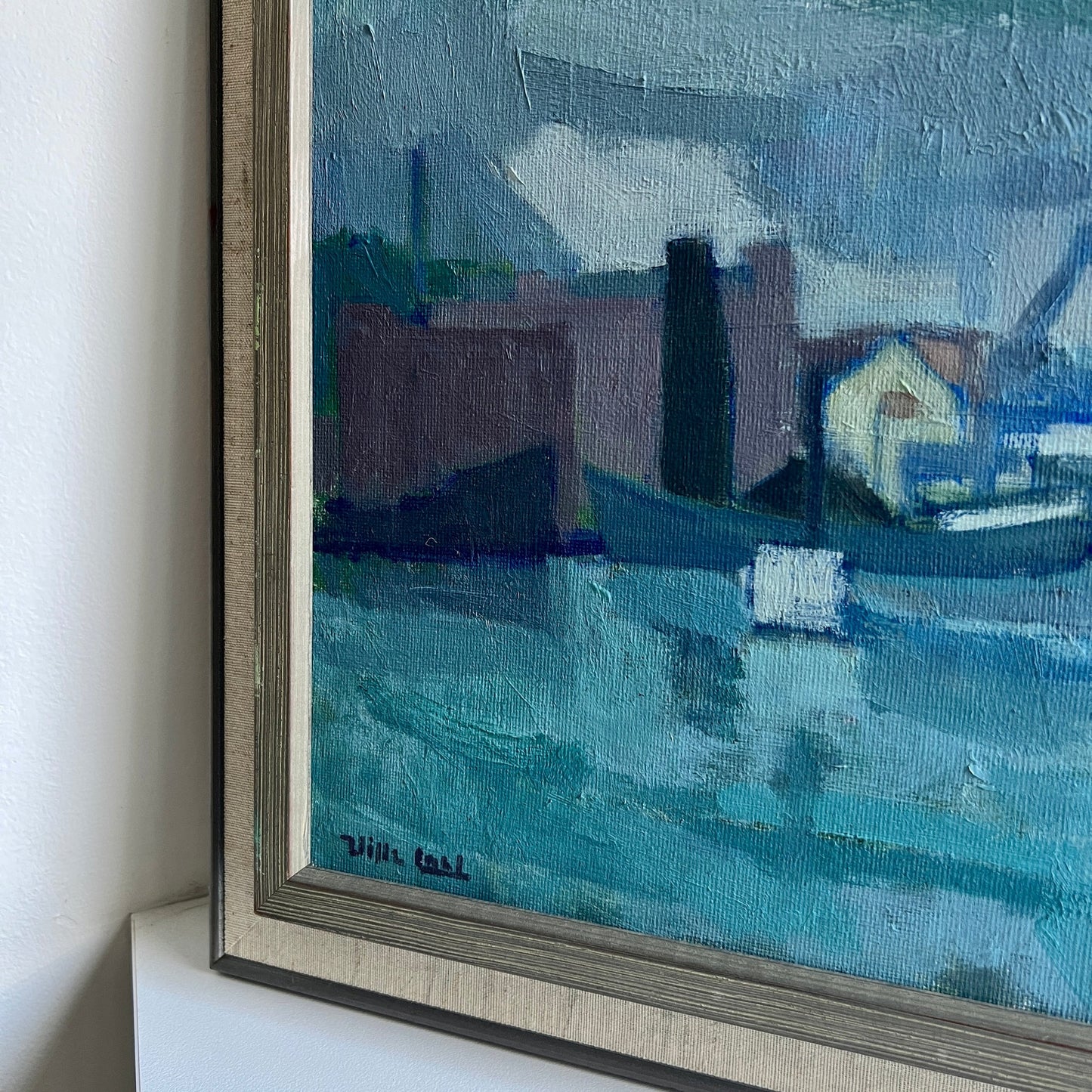 Blue Harbour Oil Painting, Sweden