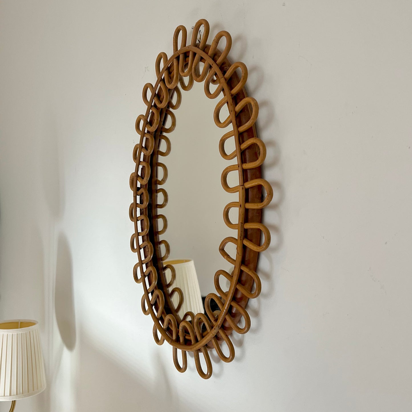 1960s Italian Bamboo Loop Mirror by Bonacina