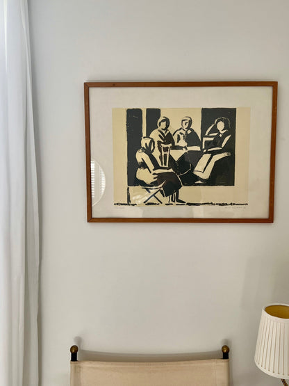 Original Signed Lithograph, ‘Women Talking' by Olle Nyman