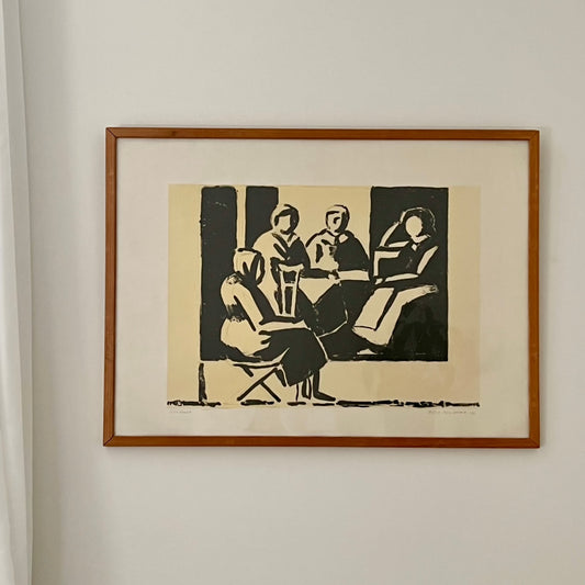 Original Signed Lithograph, ‘Women Talking' by Olle Nyman