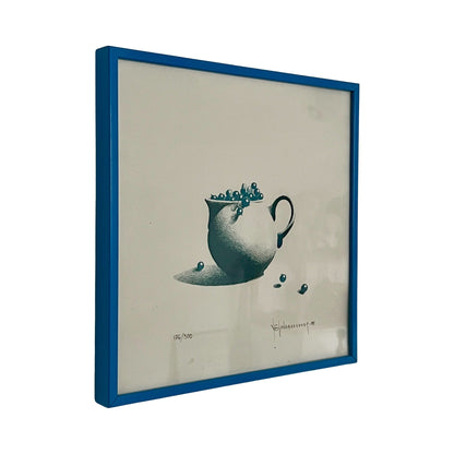 Blueberries in Jug, Vintage Signed Lithograph by Nils-Erik Johansson