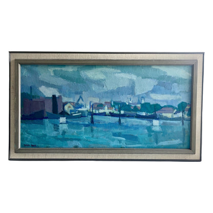 Blue Harbour Oil Painting, Sweden