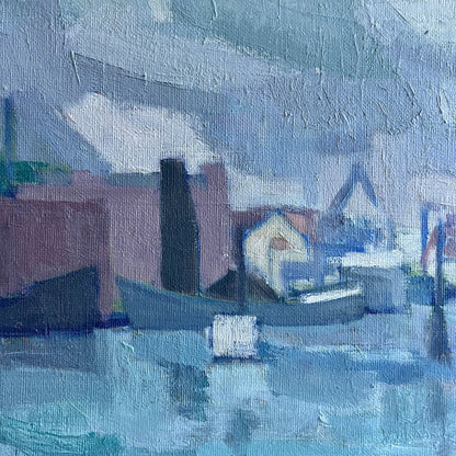 Blue Harbour Oil Painting, Sweden