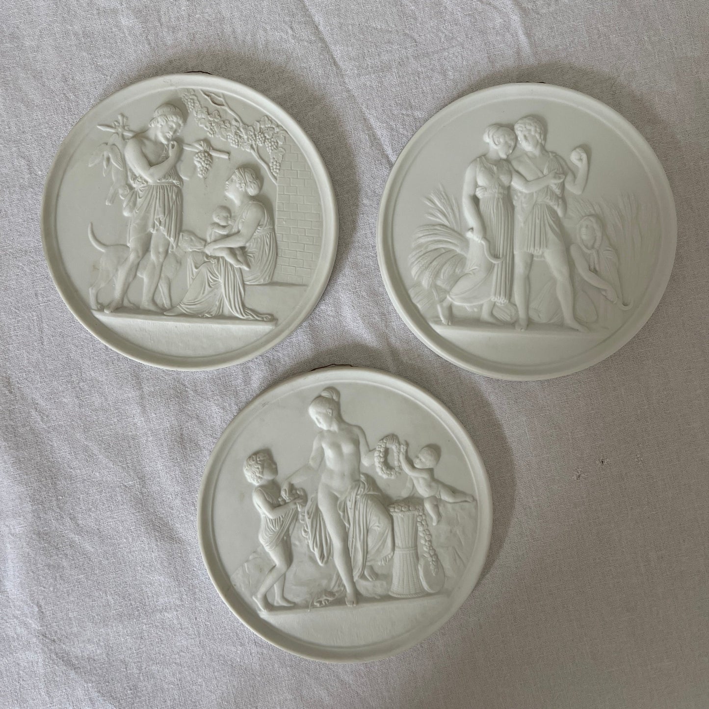 Set of Three Royal Copenhagen Bisque Relief Plaques