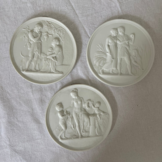 Set of Three Royal Copenhagen Bisque Relief Plaques