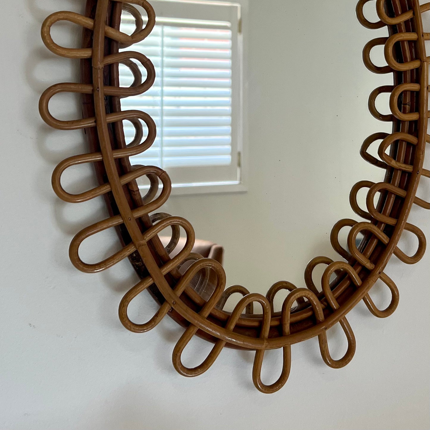 1960s Italian Bamboo Loop Mirror by Bonacina