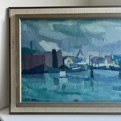 Blue Harbour Oil Painting, Sweden