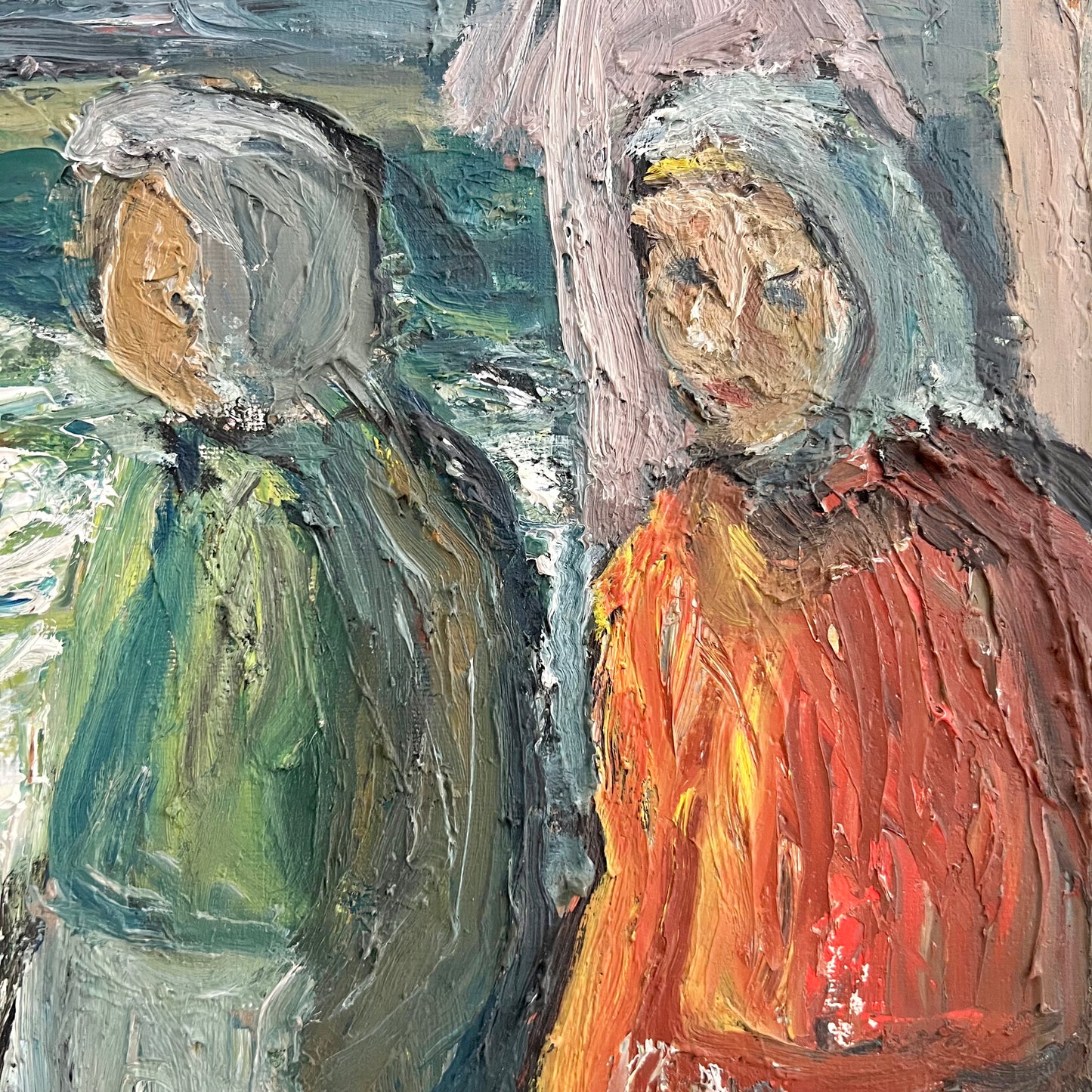 Women by the Sea - Framed Oil by Einar Emland, Sweden