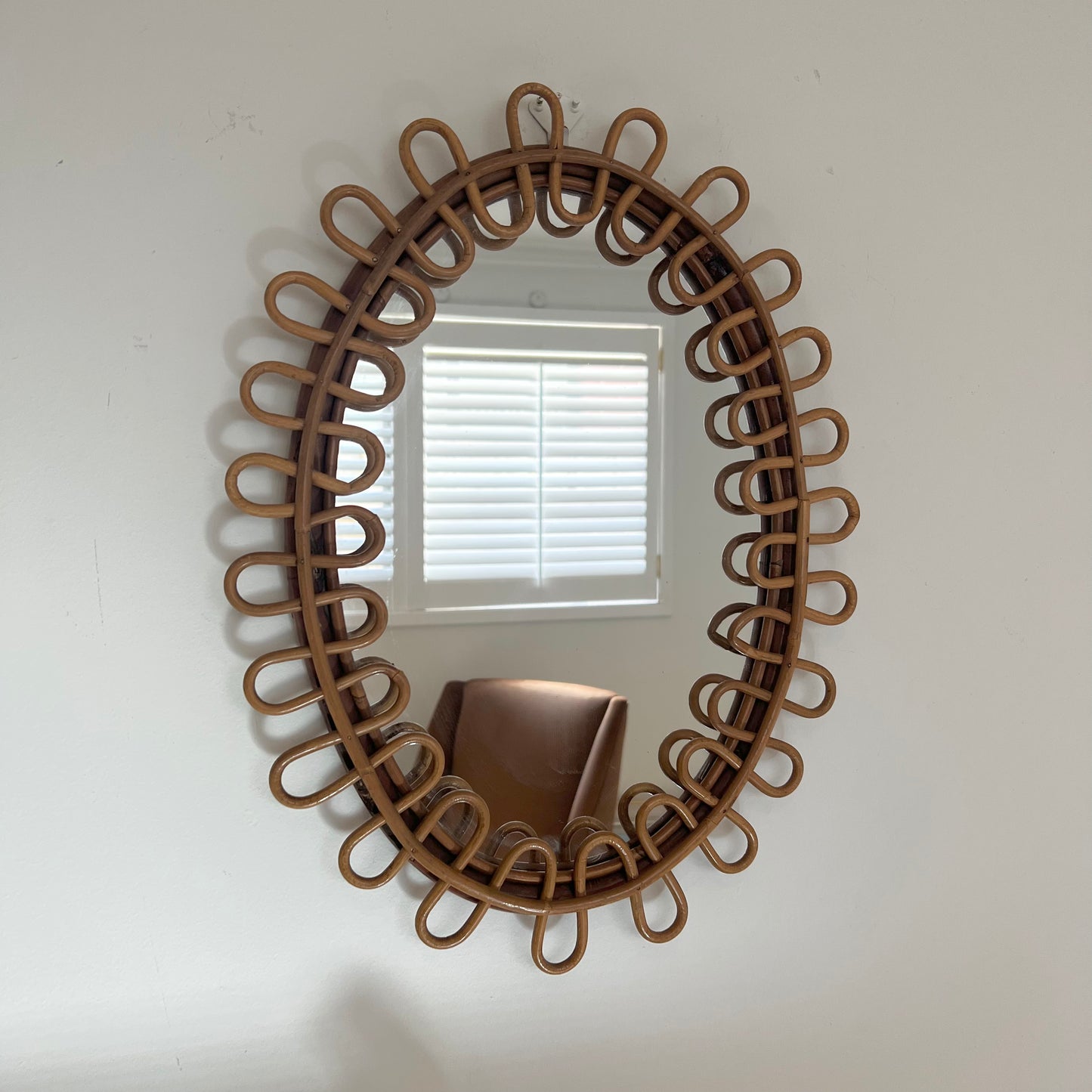 1960s Italian Bamboo Loop Mirror by Bonacina