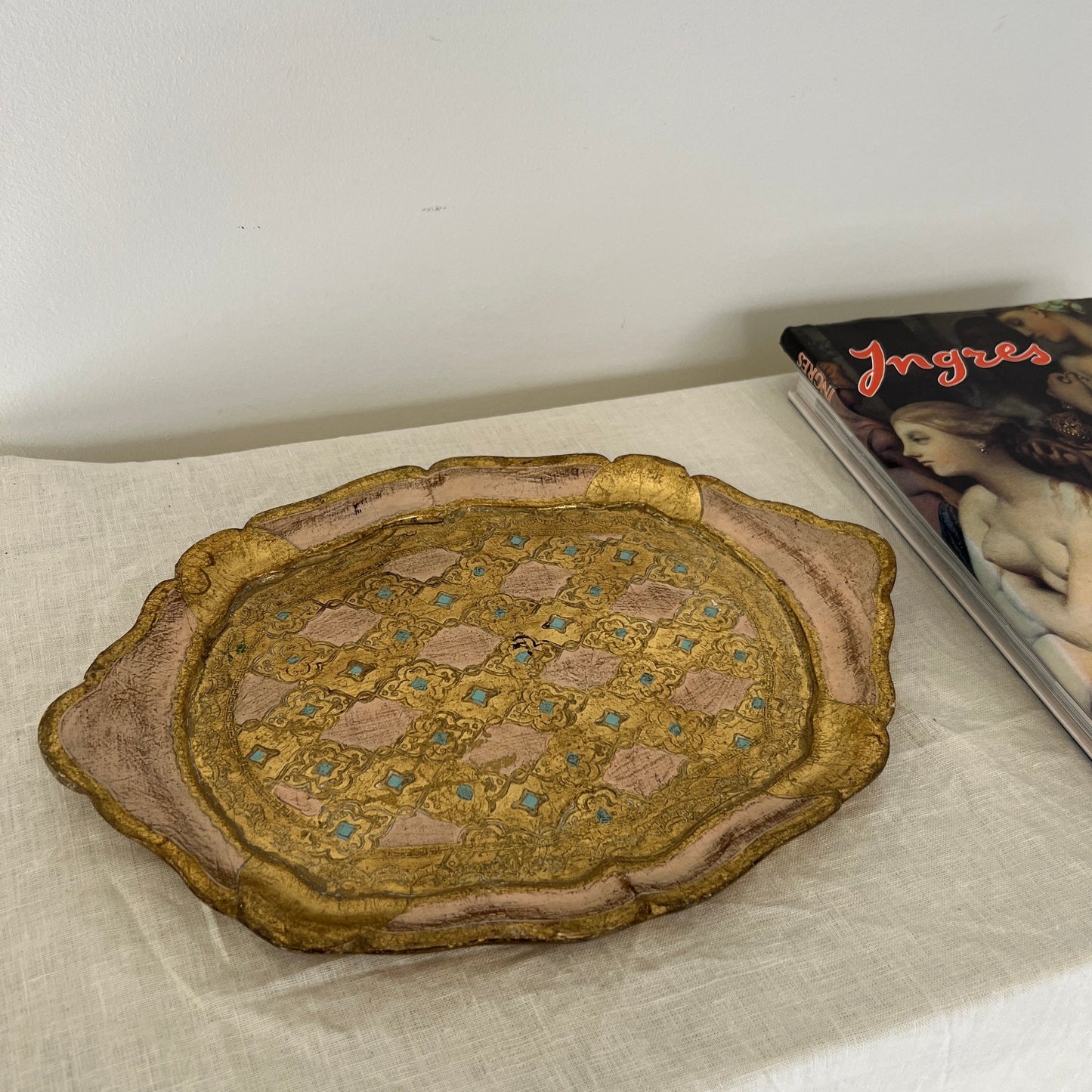 Hand-Painted 1950s Florentine Vanity Tray, Italy